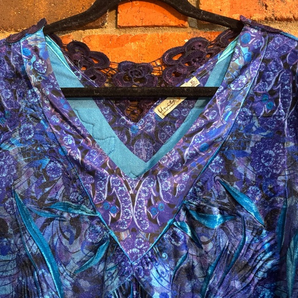 Unity World Wear women’s velour boho fairy grunge Y2K tunic top blue XL - Picture 2 of 7